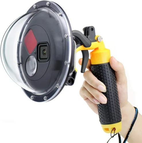 Vista 10 de GEPULY - Puerto domo para GoPro Hero 8 Black, lente de puerto domo con carcasa impermeable, disparador de obturador, agarre de mano flotante