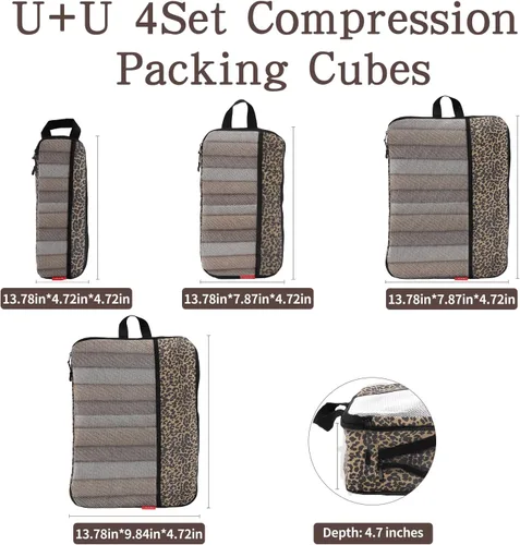 Vista 5 de U+U 4 juegos6 juegos8 juegos10 juegos de cubos de compresión Organizadores de viaje ultraligeros con bolsa de lavandería y bolsa de cosméticos