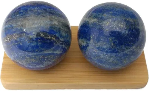 Vista 4 de Top Chi Bolas de baoding de lapislázuli con soporte para terapia de manos, ejercicio y alivio del estrés (mediano de 1.5 pulgadas)
