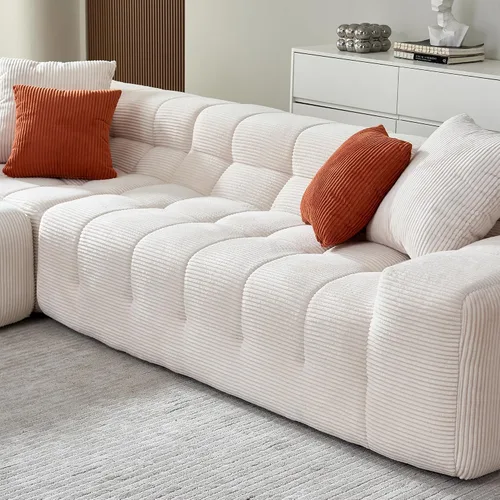 Vista 9 de Sofá modular en forma de L con diván, moderno sofá modular con asiento profundo, sofás tapizados para sala de estar y dormitorio, no requiere montaje
