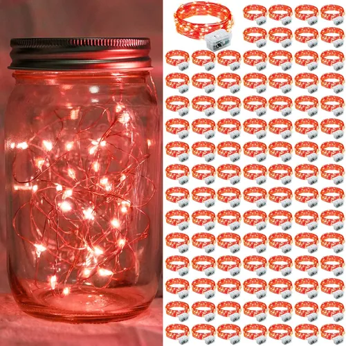 Vista 44 de Paquete de 6 luces de hadas a pilas con temporizador remoto, 8 modos de iluminación, 7 pies, 20 luces LED impermeables para Halloween, Navidad