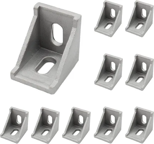 Vista 8 de Paquete de 10 soportes de esquina de perfil de aluminio, cierre de junta de ángulo recto en forma de L, conector para perfil de extrusión