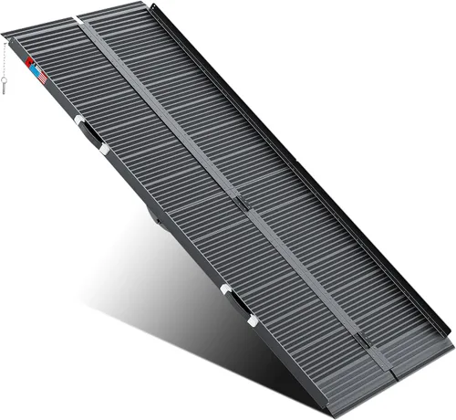 Vista 8 de WHALEMOTOR Rampa portátil para silla de ruedas negra, rampa de aluminio sin costuras y antideslizante de 2 pies, rampas plegables portátiles
