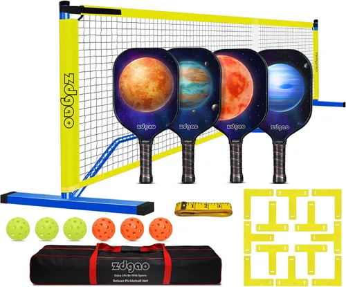 Vista 15 de Zdgao Portable Pickleball Net Set, 22FT Regularion Size Pickle Ball Net with Paddles Set, Outdoor Pickleballs and Carry Bag, Easy Setup for Indoor