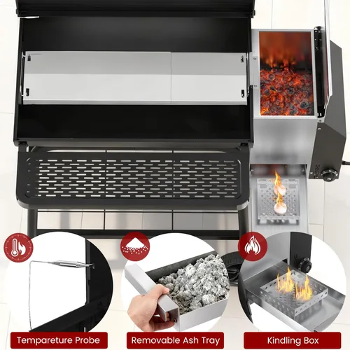 Vista 3 de Gravity Smoker Side Firebox Kit de reacondicionamiento para parrilla Char Griller, caja de fuego, barril de carbón, parte de parrilla para Master