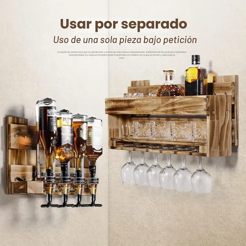 Vista 6 de Homde Estante para vino montado en la pared: estante de alcohol