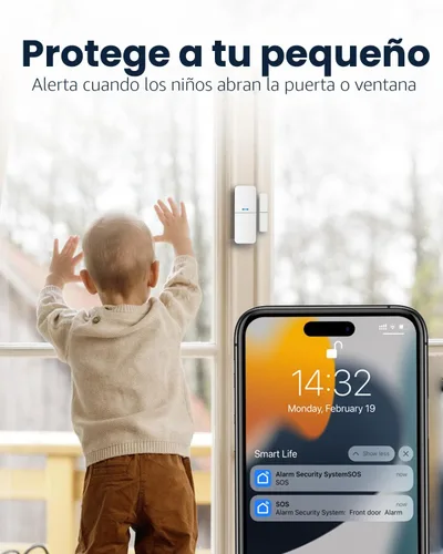 Vista 4 de Sistema de alarma WiFi para puerta, sistema de seguridad inteligente para el hogar, con alerta de aplicación de teléfono, kit de 8 piezas