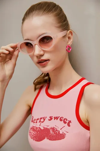 Vista 3 de FEISEDY Y2k - Gafas de sol ovaladas para mujer gruesas atrevidas estilo retro con efecto de ojo de gato redondo B2313