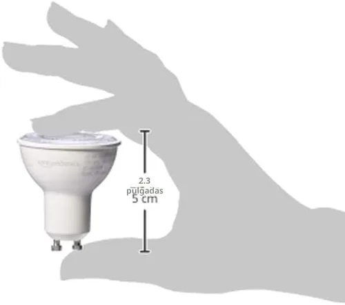 Vista 4 de Amazon Basics - Bombilla LED MR16, equivalente a 50 vatios, 7 vatios de eficiencia energética, base GU10, blanco cálido 3000K, regulable, vida útil