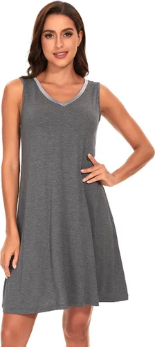 Vista 23 de GYS Cooling Bamboo Viscose Sleeveless Nightgowns for Women Aguamarina