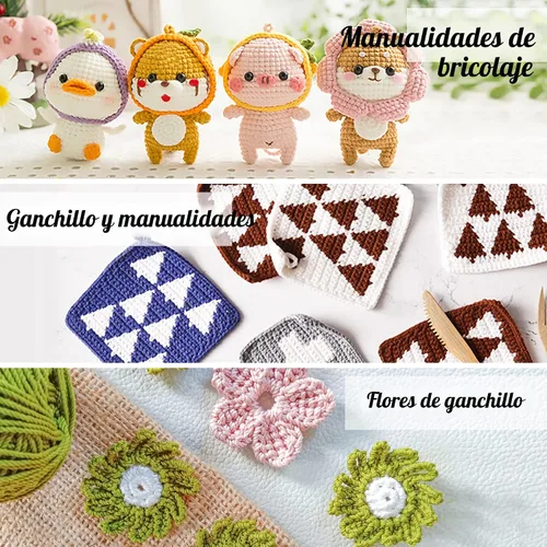 Vista 8 de Kit de 103 piezas de ganchillo con hilo de ganchillo, paquete premium que incluye madejas de hilo acrílico de 1650 yardas, agujas, accesorios