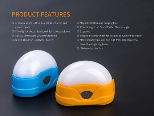 Vista 8 de Fenix CL20R - Luz de campamento dedicada recargable por USB de 300 lúmenes, color blanco neutro, con estuche de transporte de batería EdisonBright
