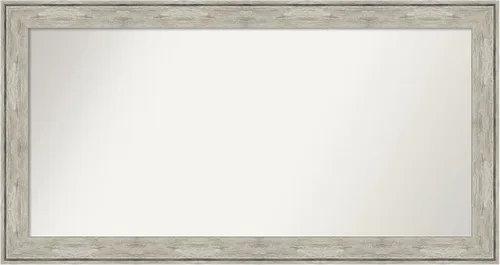 Vista 67 de Amanti Art Espejo de baño plateado para sobre el fregadero, 28 x 37 pulgadas, elegante espejo rectangular de peltre cepillado, marco de madera