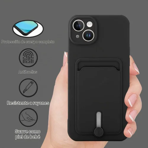 Vista 4 de MZELQ Cartera de TPU Compatible con Funda iPhone 13, Soporte para Tarjetas Protección de Cámara + Protector de Pantalla, Ranura Empujable para Niñas