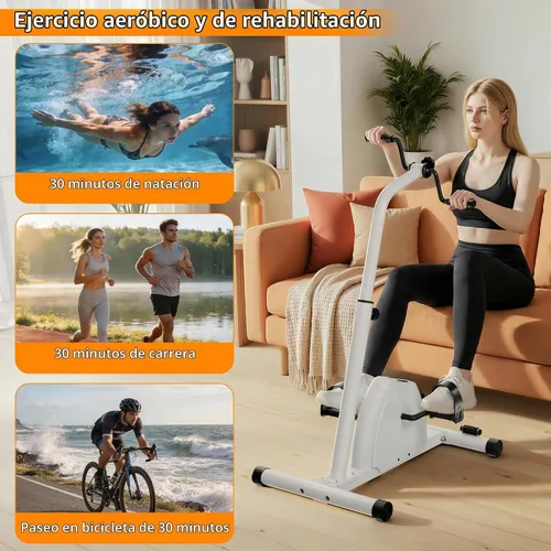 Vista 11 de Ejercitador de pádel, mini bicicleta estática para ciclismo de piernas y brazos, ejercicio de calentamiento Blanco