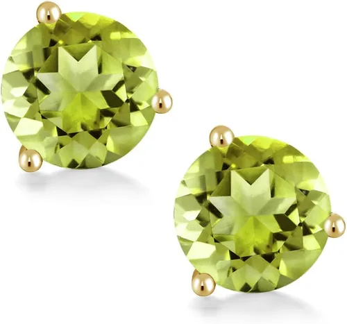 Vista 86 de Gem Stone King Aretes de oro de 14 quilates, 0.236 in, piedra natal redonda, Martini, 3 puntas, aretes de oro para mujer