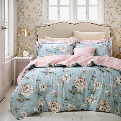 Vista 16 de FADFAY Juego de funda de edredón con estampado floral de roseta, juego de ropa de cama de encaje con volantes para niñas, 3 piezas