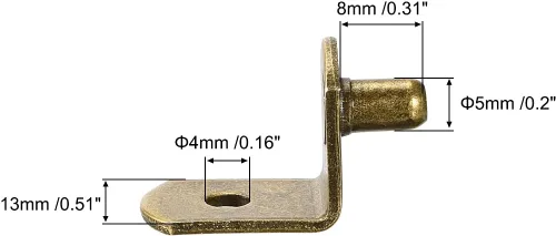 Vista 2 de uxcell Clavija de soporte para estante, soporte en forma de L de 0.197 in, estante de armario de muebles, clavijas de soporte con agujero