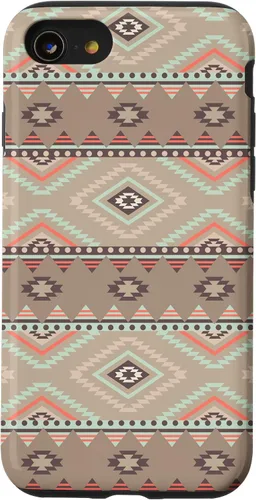 Vista 18 de Funda rústica para iPhone 16 con patrón azteca occidental bohemio