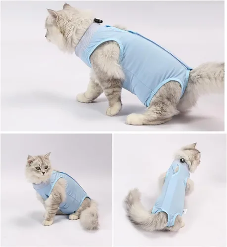 Vista 4 de Traje de cirugía para gatos, traje quirúrgico de recuperación profesional para heridas abdominales o enfermedades de la piel, alternativa de collar