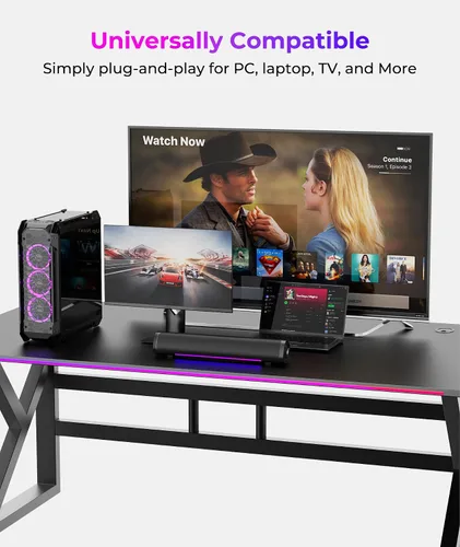 Vista 3 de Altavoces de computadora para PC de escritorio, barra de sonido de PC para juegos, Plug and Play, alimentación USB con audio de 0.138 in