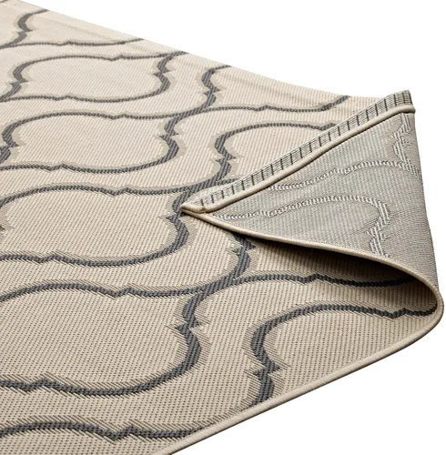 Vista 5 de Modway Linza Wave - Enrejado abstracto 5x8 para interiores y exteriores en beige y gris