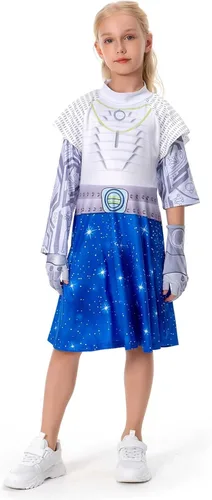 Vista 5 de hahomin Addison - Disfraz de alien para niños y niñas vestido de cosplay A-Li falda de película guantes de bolsa traje de Halloween
