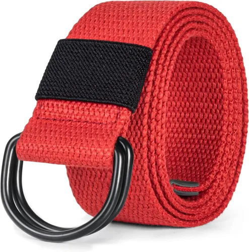 Vista 19 de Cinturón para mujeres y hombres de lona con hebilla negra 1 1/2" de ancho extra larga color sólido