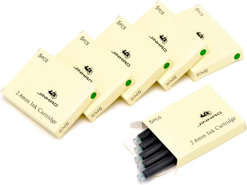 Vista 2 de Jinhao Cartuchos de tinta para pluma estilográfica Verde - Juego de 30 piezas de cartuchos de tinta de calibre 2.6mm de estándar internacional