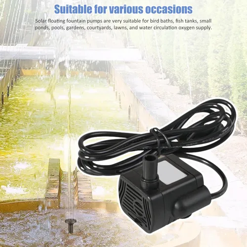 Vista 2 de Bomba de agua solar, mini bomba de fuente solar de 12 V CC de repuesto con cable de 4.9 ft, bomba solar silenciosa, bomba de agua micro sumergible