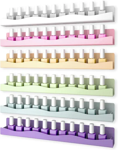 Vista 11 de Paquete de 6 estantes de esmalte de uñas, estantes acrílicos Púrpura