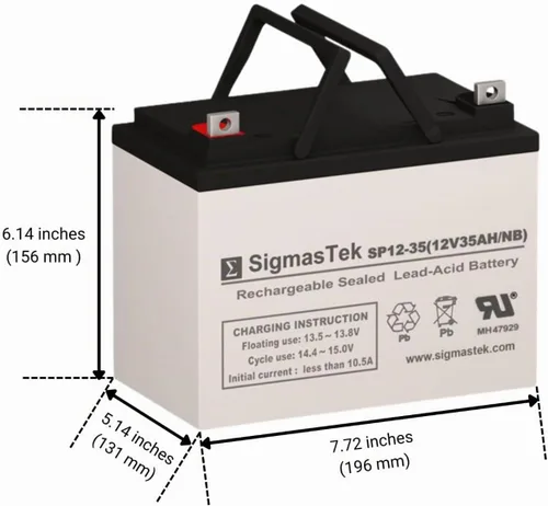 Vista 2 de SigmasTek Paquete de 2 baterías originales SP12-35 (NB) U1 SLA, 12 V 35 Ah NB