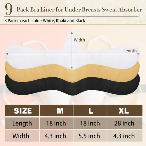 Vista 3 de 9 forros de algodón para brasier para sudar, almohadillas absorbentes de sudor debajo de los senos para mujeres y niñas