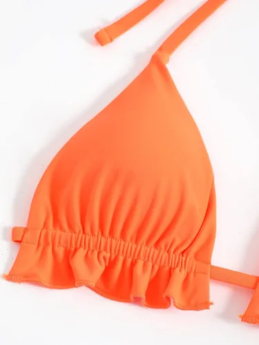 Vista 3 de SOLY HUX Traje de baño para mujer con ribete de volantes y cuello halter