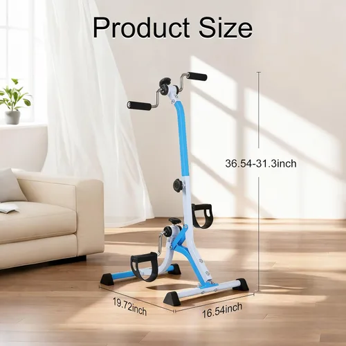 Vista 6 de Bicicleta estática de pedal para personas mayores, bicicleta de brazo de resistencia ajustable, equipo de ejercicio ligero para manos, brazos
