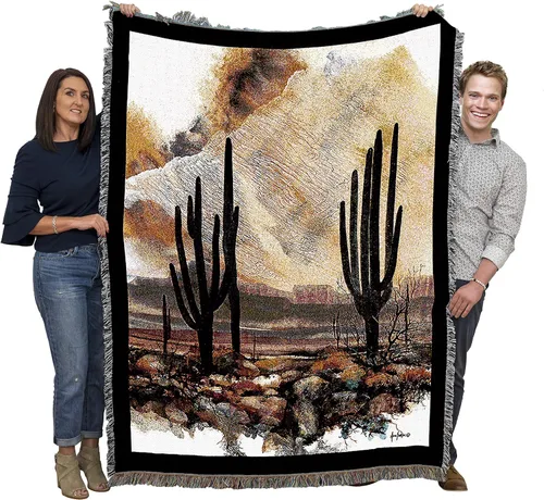 Vista 12 de Pure Country Weavers Casa Bonita Manta – Tapiz de regalo escénico del suroeste tejido de algodón, fabricado en los Estados Unidos (72 x 54 pulgadas)