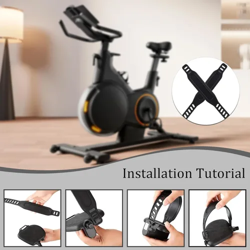 Vista 3 de 1 par de correas ajustables para pedal de bicicleta de ejercicio, correas de repuesto para pie de bicicleta estacionaria, universal para bicicleta A