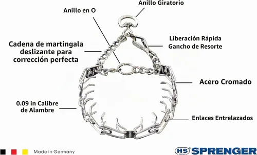 Vista 6 de Pet Supply Importados Herm Sprenger, Collar de entrenamiento cromado con broche de soltado rápido, s, Plateado
