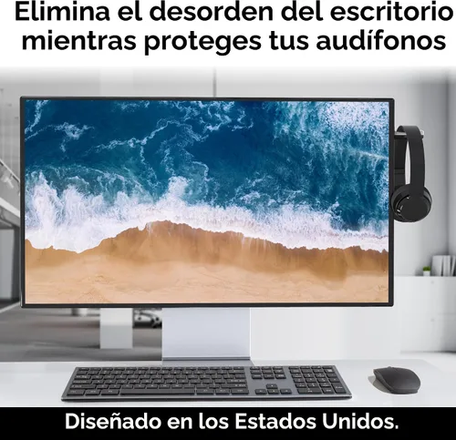 Vista 2 de TotalMount Soporte de monitor para auriculares y auriculares (soporte de grado premium ahorra espacio en el escritorio y protege los auriculares)