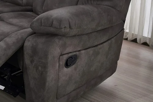 Vista 6 de Betsy Furniture Sofá seccional reclinable de microfibra grande para sala de estar en gris 8019 [izquierda o derecha]