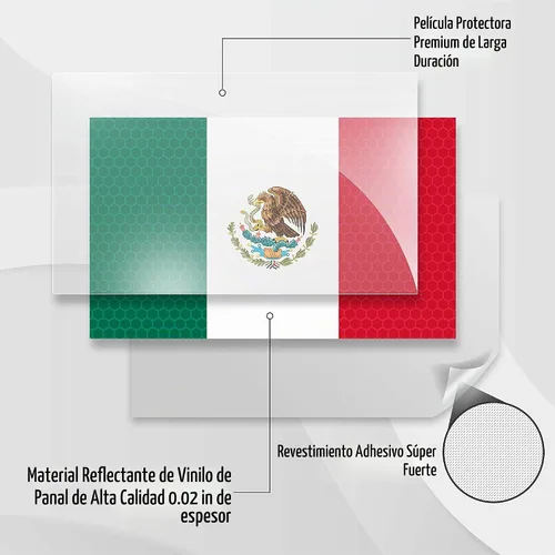 Vista 4 de 3 calcomanías reflectantes de la bandera de México, 5 x 3 pulgadas, calcomanías de México para automóvil, Jeep, camión, automóvil, parachoques