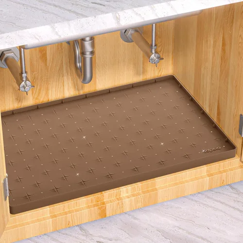 Vista 18 de Sdpeia - Tapete para debajo del fregadero, tapete impermeable de silicona mejorado, para proteger los gabinetes de cocina, organizadores y alacenas