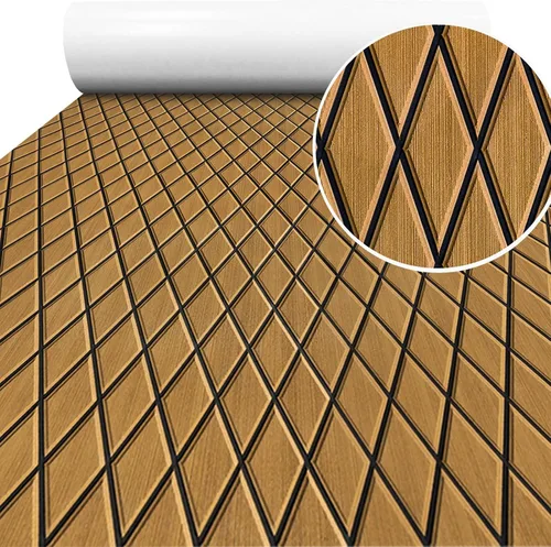 Vista 8 de Hoja de espuma EVA para cubierta de lancha, autoadhesiva, impermeable, suelo marino de teca sintética, antideslizante, para lancha de pesca, yate