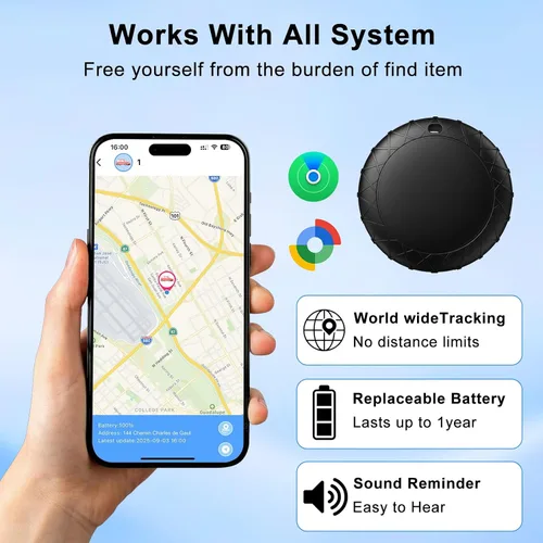 Vista 4 de Rastreador GPS para vehículos con funda magnética funciona con Find My (solo iOS), sin suscripción de tarifa mensual, no requiere tarjeta SIM