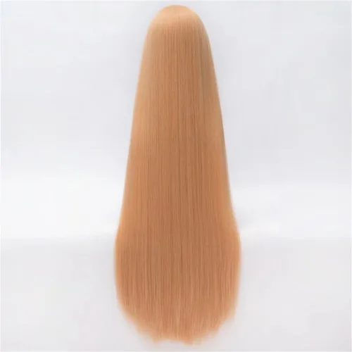 Vista 5 de KiyaCos Peluca de disfraz de Doma Umaru para mujer, larga y recta, resistente al calor, pelo naranja con flequillo