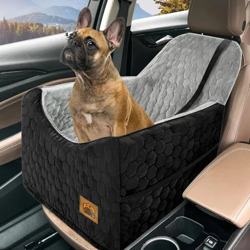 Vista 11 de Asiento de automóvil para perros pequeños/medianos, asiento elevador de perro de espuma viscoelástica, seguridad de viaje con funda extraíble