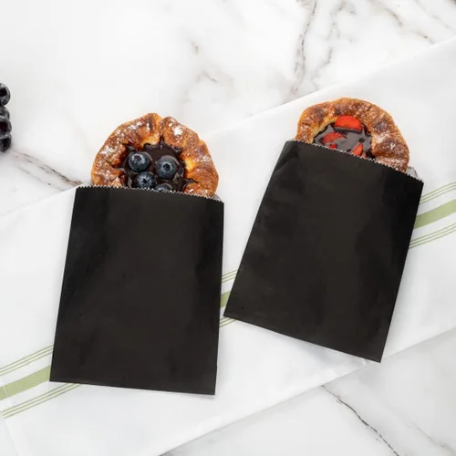 Vista 3 de Restaurantware Bag Tek - Bolsas de sándwich de 7 x 5 pulgadas, 100 bolsas de panadería a prueba de grasa, desechables para microondas, papel negro
