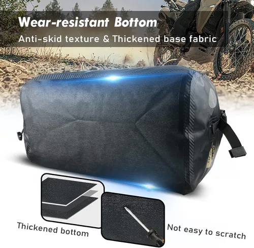 Vista 5 de NICECNC Bolsa de lona seca impermeable 66L, 500D PVC Tail Bag, Tronco, Equipaje universal de viaje de motocicleta, Negro