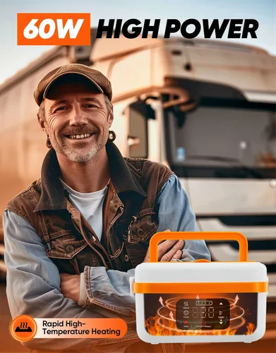 Vista 3 de Fiambrera eléctrica inalámbrica, calentador de alimentos autocalentable, fiambreras a batería con recipiente de 1 litro, lonchera térmica recargable