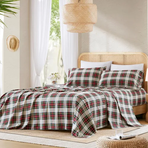 Vista 99 de Comfort Spaces Sábanas 100% algodón tamaño King, transpirables y ultra suaves, sábanas de algodón naturalmente fresco con bolsillo elástico de 14